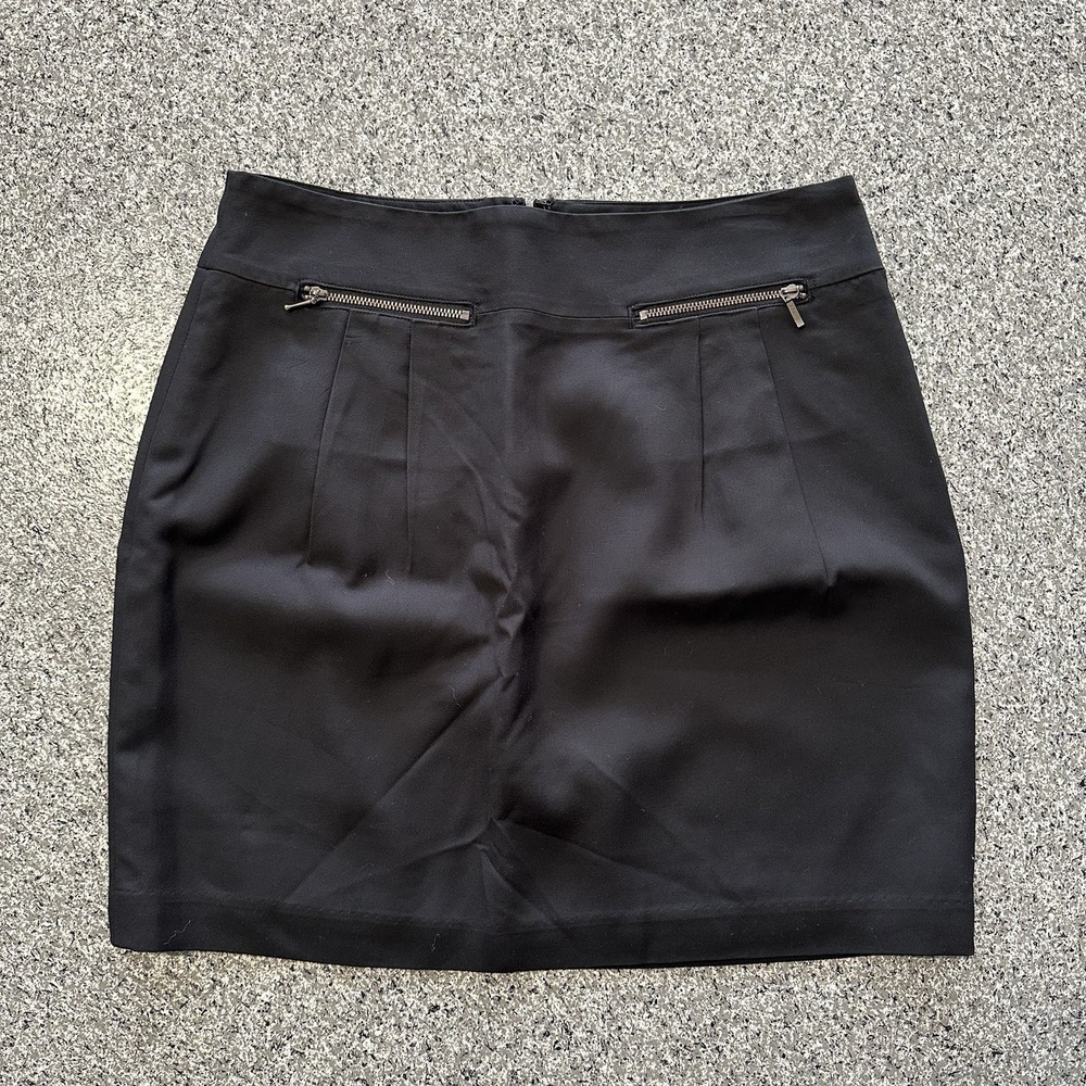 Ann Taylor Loft Skirt Womens 4 Solid Black Mini Zipper 18" Length - Picture 1 of 7